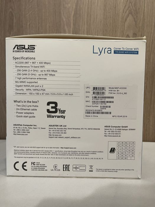 Роутер Mesh система Asus Lyra MAP-AC2200 (2шт) MU-MIMO Wi-Fi 802.11ac