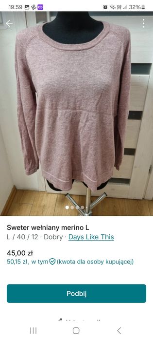 Sweter merino L rezerwacja