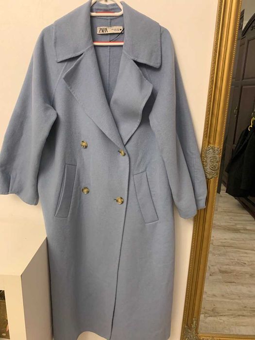 пальто голубий колір zara з вовною