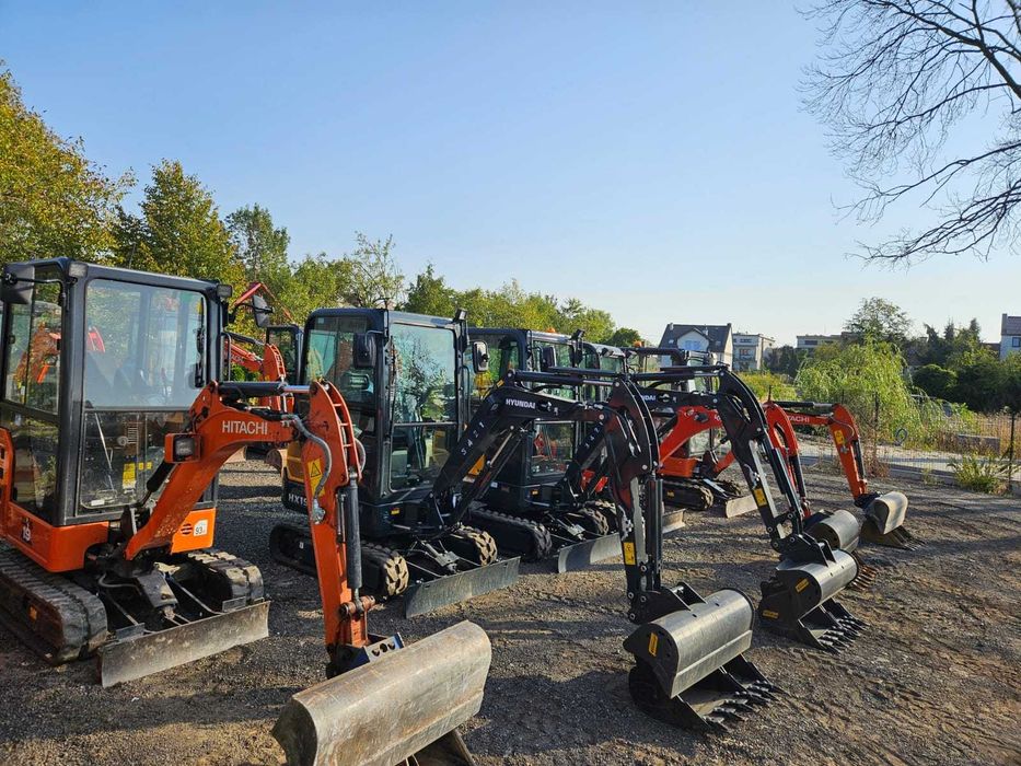 Wynajem Minikoparki Bobcat E19, E26, E35 Kubota KX018-4, 2 t, 3,5t,