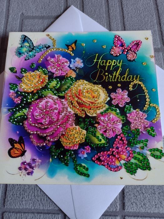 Kartka urodzinowa - diamond painting