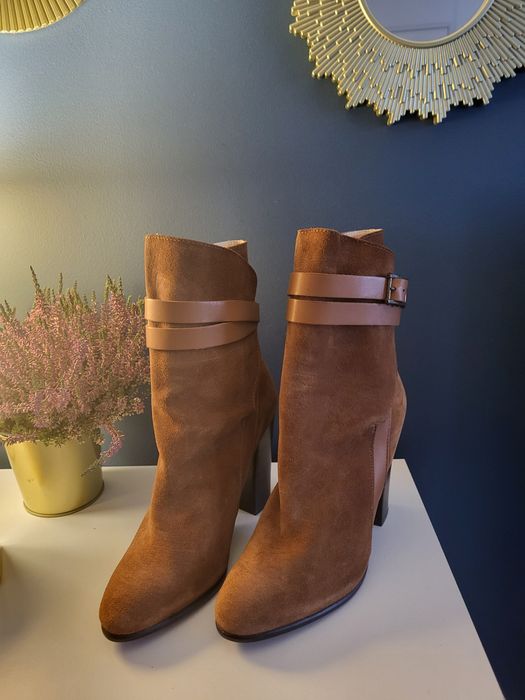 Skórzane botki damskie Mango rozm. 39