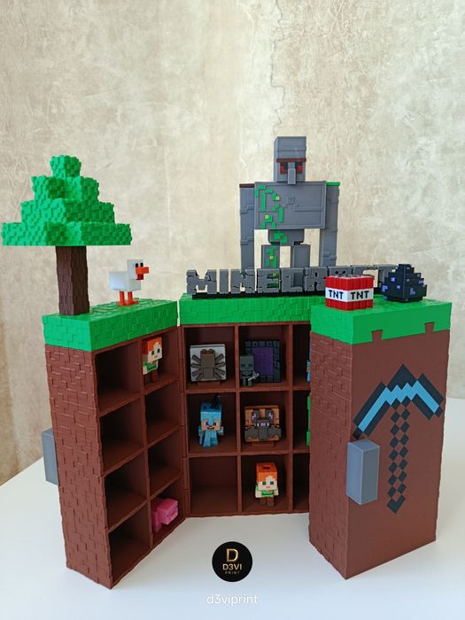 Стенд-шафа Minecraft ‼️ Поличка для фігурок Кіндер Майнкрафт