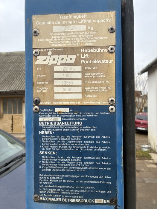 Podnośnik czterokolumnowy 3,5T Zippo