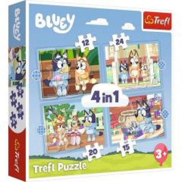 Puzzle 4w1 Bluey i jego świat TREFL pudełko,290x286 mm