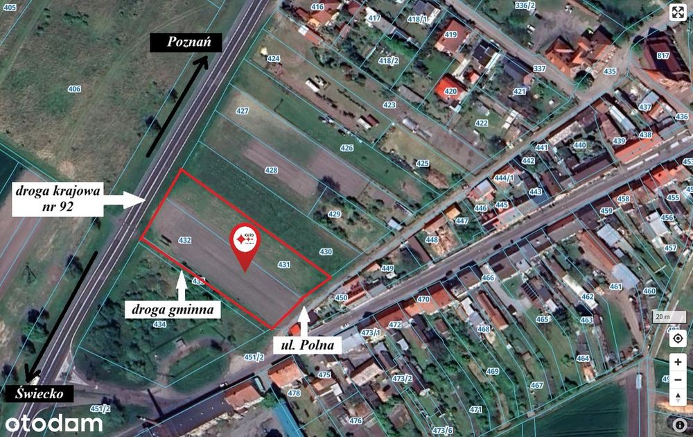 Atrakcyjna działka - zabudowa mieszkaniowa i usługowa, przy DK 92