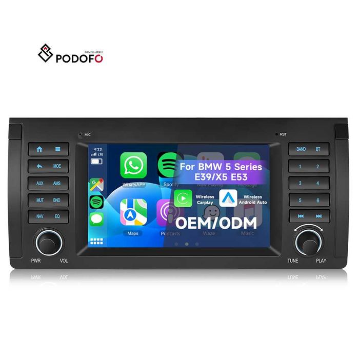 Rádio Android BMW E39 / X5 E53 (CarPlay + Android Auto) 2/64GB GPS Novo