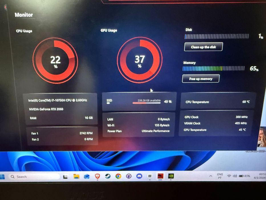Portátil Gaming MSI GF65 Thin 10SER – Alto Desempenho
