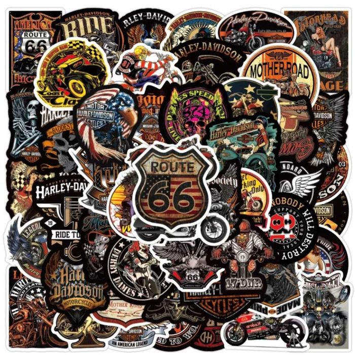 Naklejki Retro, motocykle. 50szt. Dostępne 2 kpl.