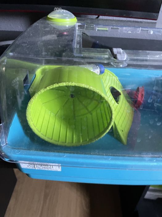 Gaiola hamster com palha e comida