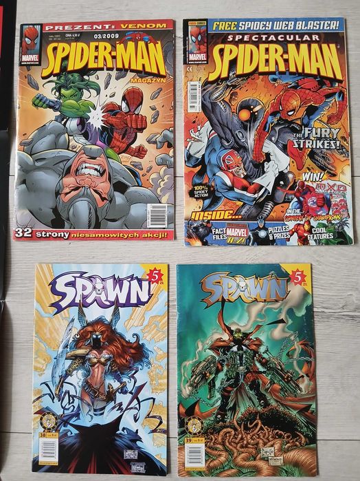 4 x komiks Spider-Man, Spawn + duży plakat Marvel