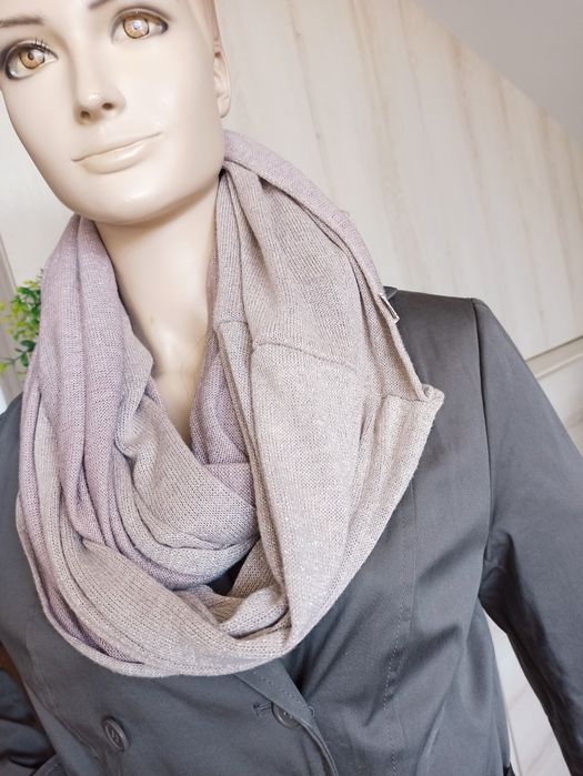 Sg Szal szalik tuba beżowy wpadający w brudny róż