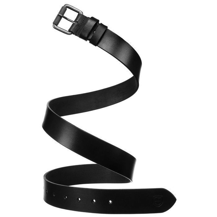 Czarny, skórzany pasek męski z tradycyjną klamrą - Peterson 115