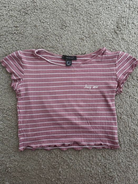 Рожевий кроп-топ Primark у смужку.