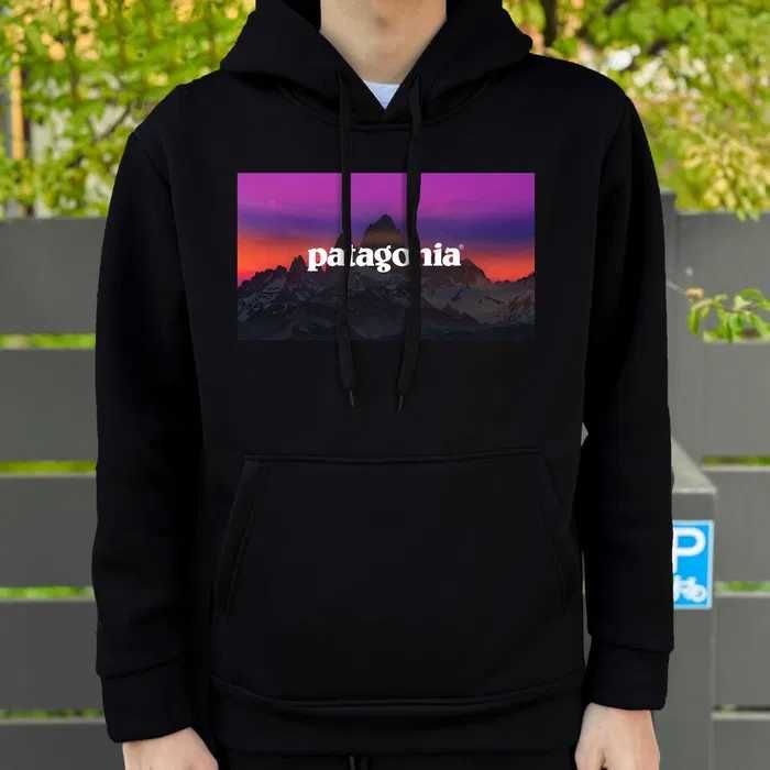 BIG Logo - Черное Худи PATAGONIA Neon SunSet - Толстовка Патагония Чорна