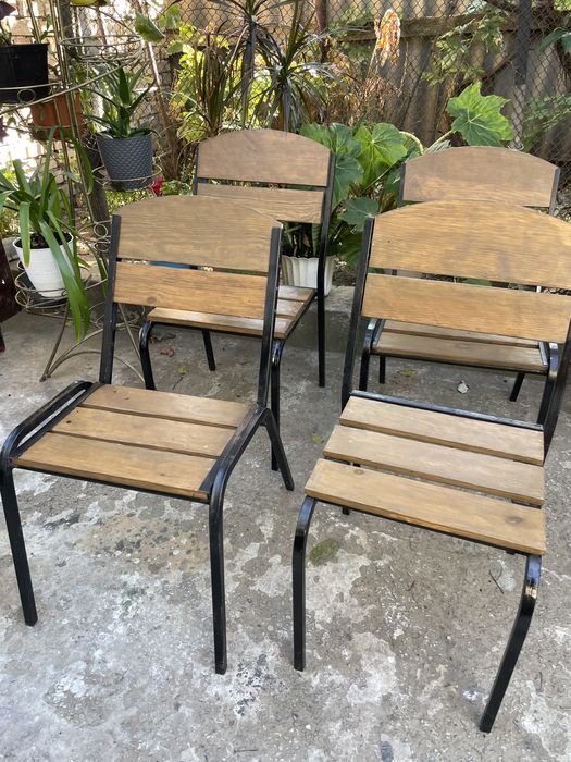 Садовая уличная мебель стулья стол дерево метал