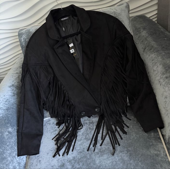 Черный пиджак курточка куртка Yves Saint Laurent с бахрамой