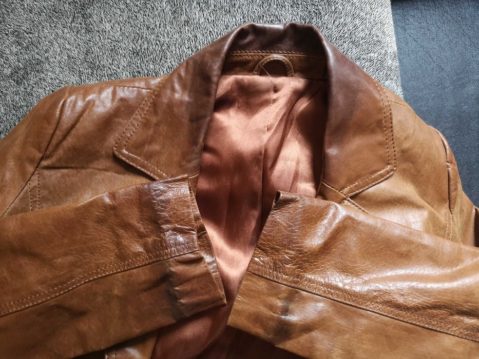 Kurtka skórzana brązowa
