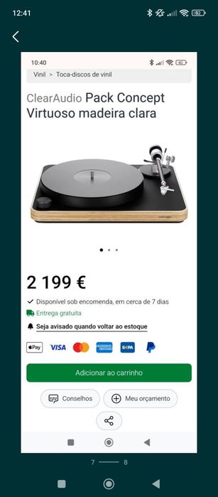 Gira-discos Clearaudio Concept como novo com tampa em acrílico