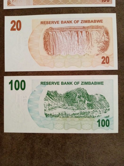 ZIMBABWE lote de 9 NOTAS - Novas Não CIRCULADAS em 3 Séries
