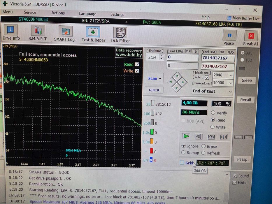 3.5 HDD Жорсткий диск 4Tb, малий пробіг Seagate Constellation ES.3 SED