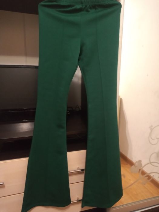 Зелені брюки кльош.штани зелені