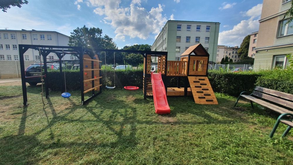 Modu-Box 5 + Gym BOX Drewniany Nowoczesny Modułowy Plac Zabaw