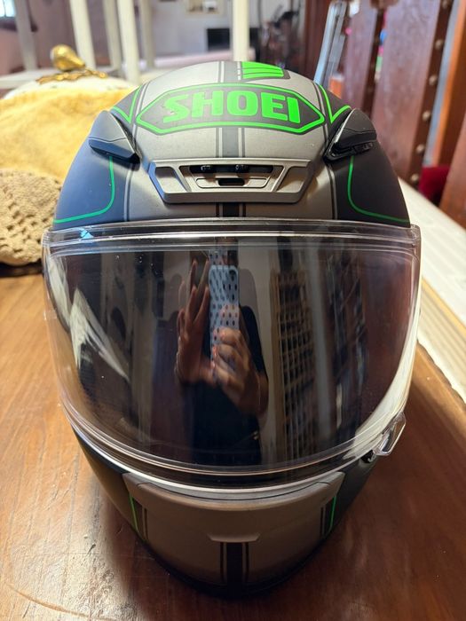 Capacete Shoei NXR Phantasm (Preto/Verde Mate) + Saco Original