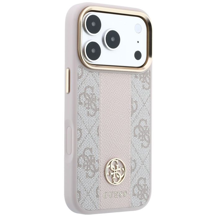 Etui Guess 4G with Stripe Round and Classic Logos MagSafe do iPhone 18 Pro / 17 Pro różowy