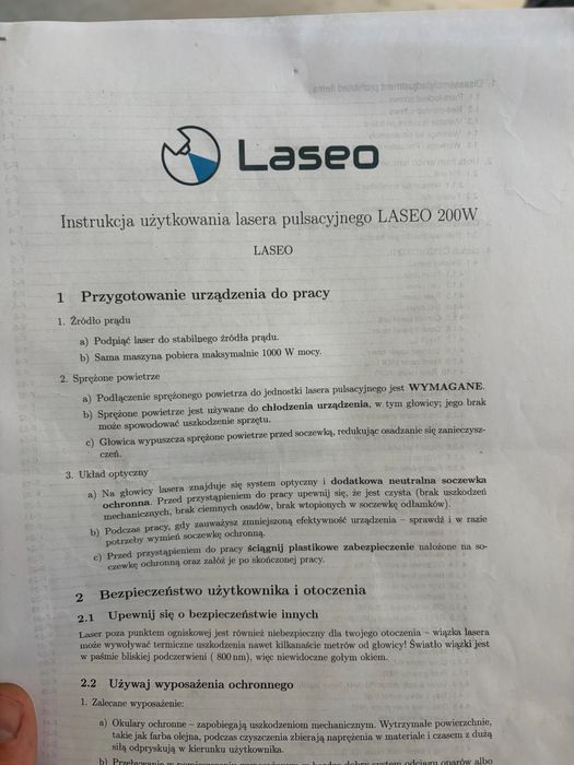 Laser pulsacyjny impuslowy 200W czyszczacy Faktura
