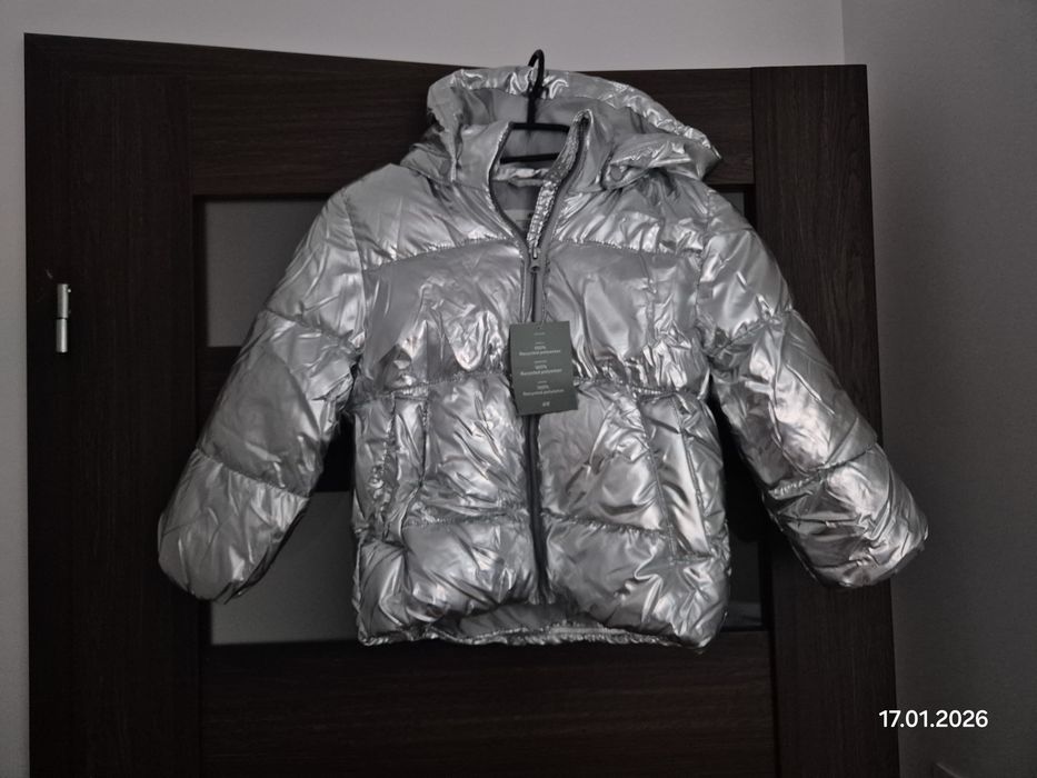 H&M nowa zimowa kurtka dla dziewczynki, błyszcząca