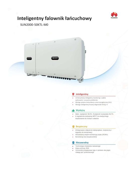 Falownik Inwerter HUAWEI  SUN2000-50KTL-M0 moc 50 kW
