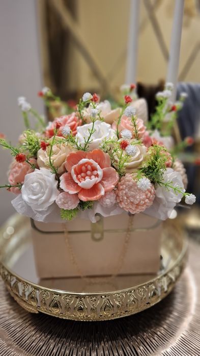 Piekny bukiet z mydła  glicerynowego  na prezent