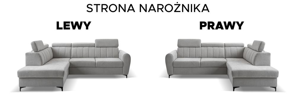 Narożnik FORIO L 262 x 200 - funkcja spania, pojemnik, ruchome zagłówki