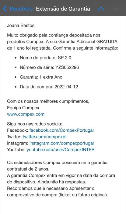 Compex Aparelho Electroestimulação
