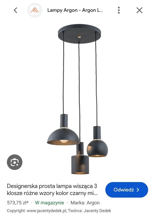 Lampa Argon niebieska sufitowa