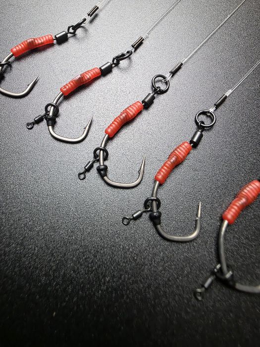 5 x Spinner Rig #4 mikrozadzior Lock Hook czerwony pozycjoner
