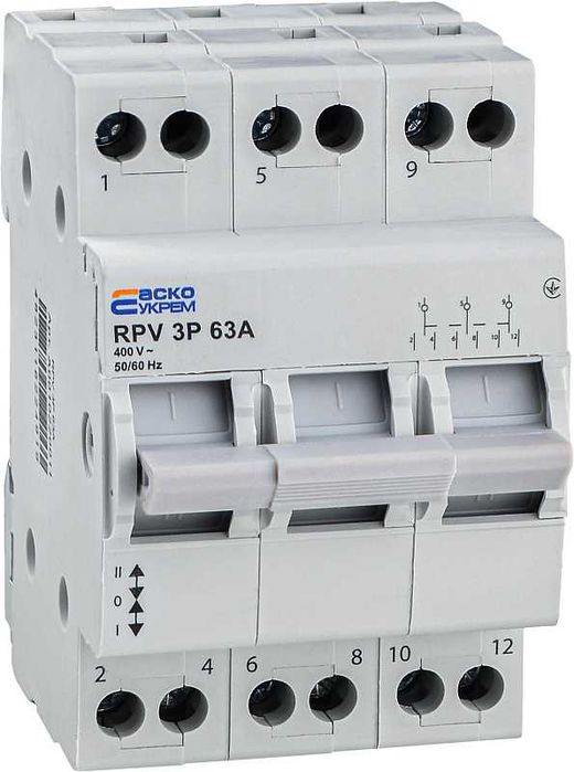 Перемикач вводу резерву АСКО RPV 3P 63A I-0-II A0010220011
