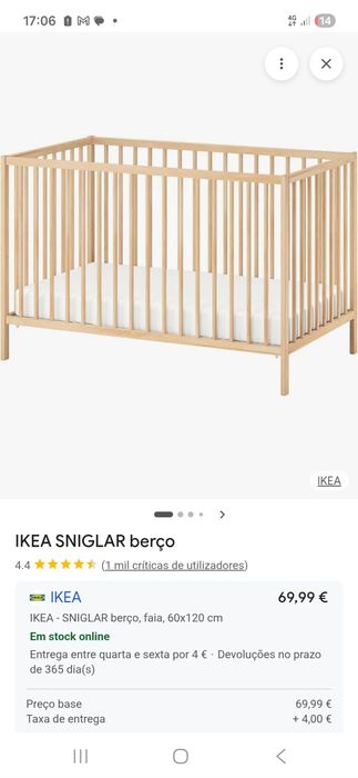 Berço ikea como novo com colchao