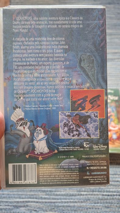 Cassete VHS Pochontas e Branca de Neve
