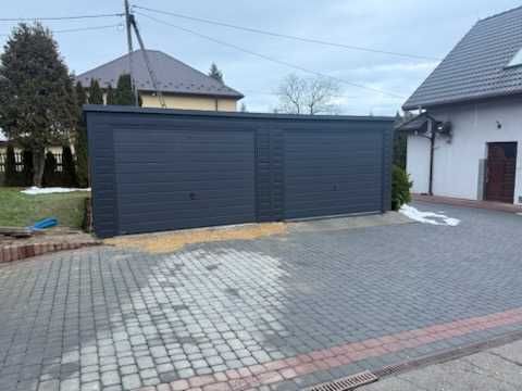Garaż stalowy ocieplany. Płyta pur 40. Warsztat, Myjnia