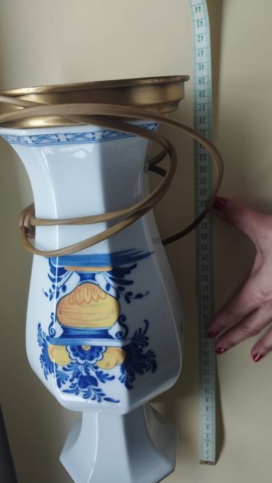 Candeeiro de mesa Vista Alegre, decoração Viana, em porcelana portugue