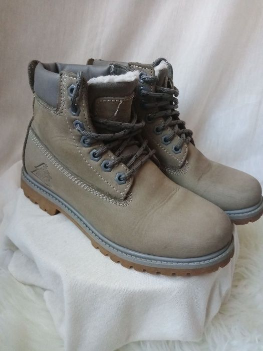 Szare buty trekkingowe trapery skórzane House 36