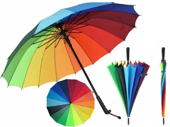 Parasol automatyczny przeciwdeszczowy xxl 115 cm tęczowy