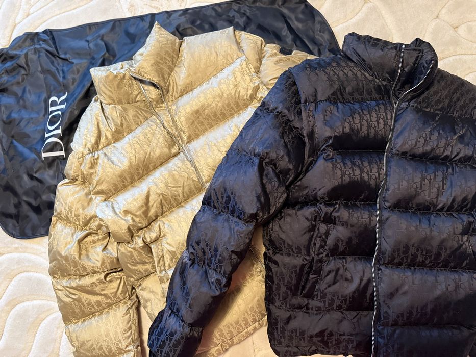 Dior oblique puffer оригінал L-XL беж і чорний. Пуховик і жилет