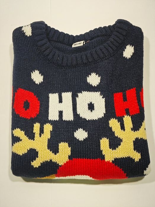 Świąteczny Sweter Dziecięcy Granatowy Rudolf Czerwononosy 134/140