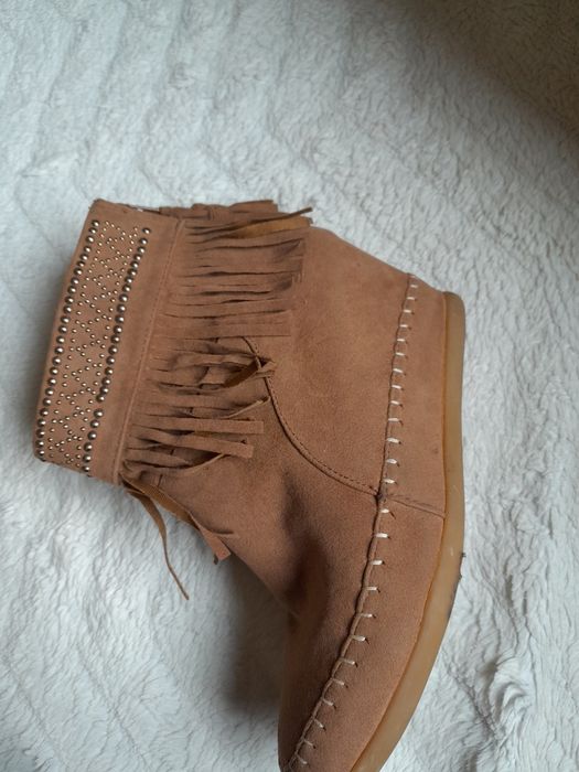 Botki boho frędzle kozaczki półbuty  r.38
