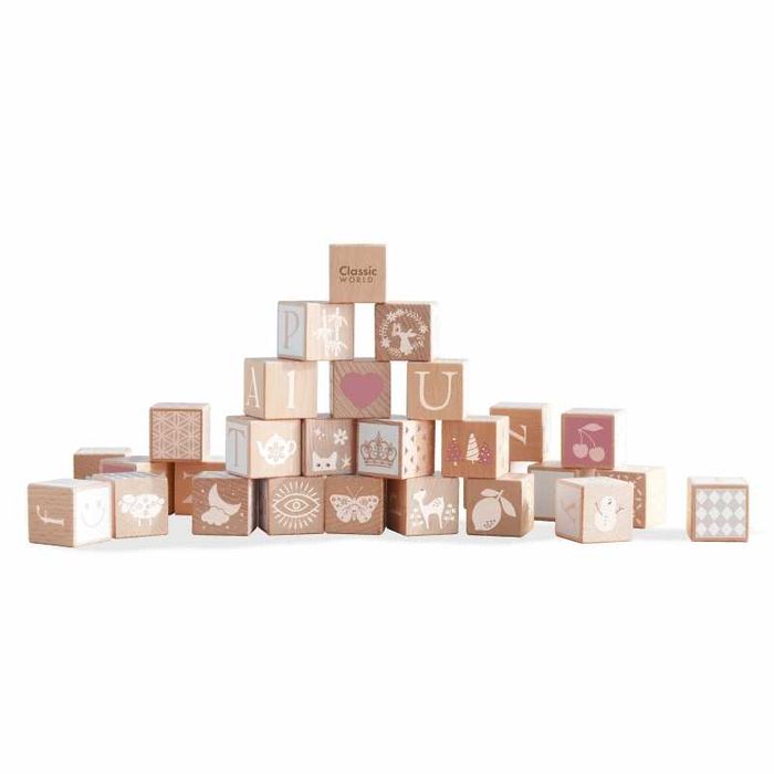 Drewniane Klocki Pastelowe Układanka Nauka Liczenia Liter Wzorów 29 e