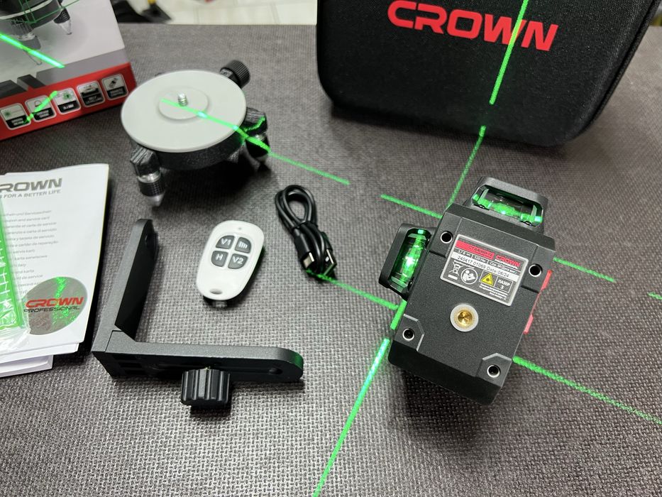 НОВИНКА! Лазерный уровень Crown CT44088-RTB Зеленый луч OSRAM диоды