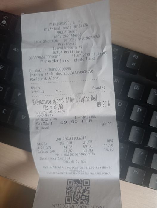 Геймерска клавіатура HYPER X ALLOY ORIGINS RED